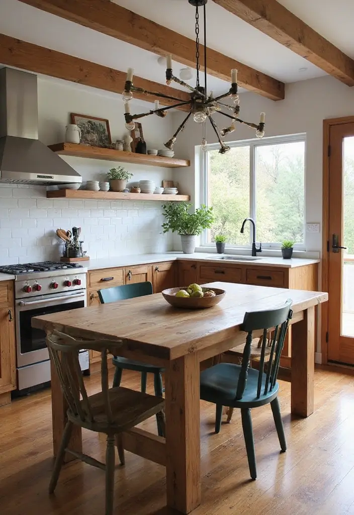 26 Farmhouse Kitchen Inspirations for a Cozy Look 18. Reclaimed Wood Furniture