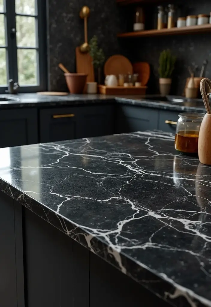 26 Gothic Kitchen Ideas for a Bold Statement 11. Intricate Countertops