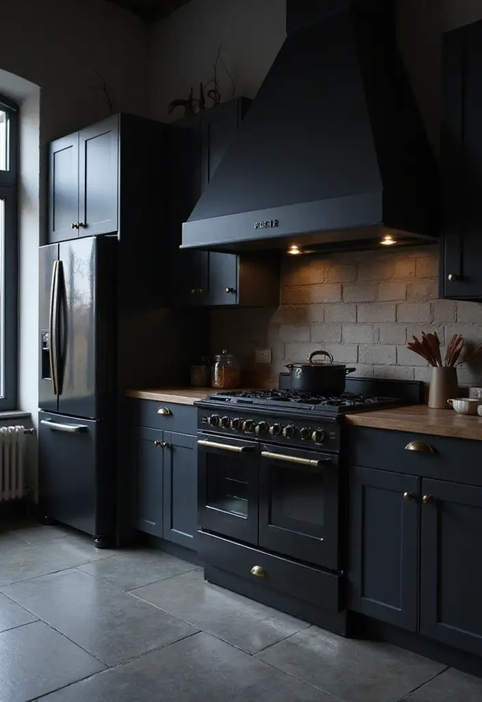 26 Gothic Kitchen Ideas for a Bold Statement 18. Dark Appliances