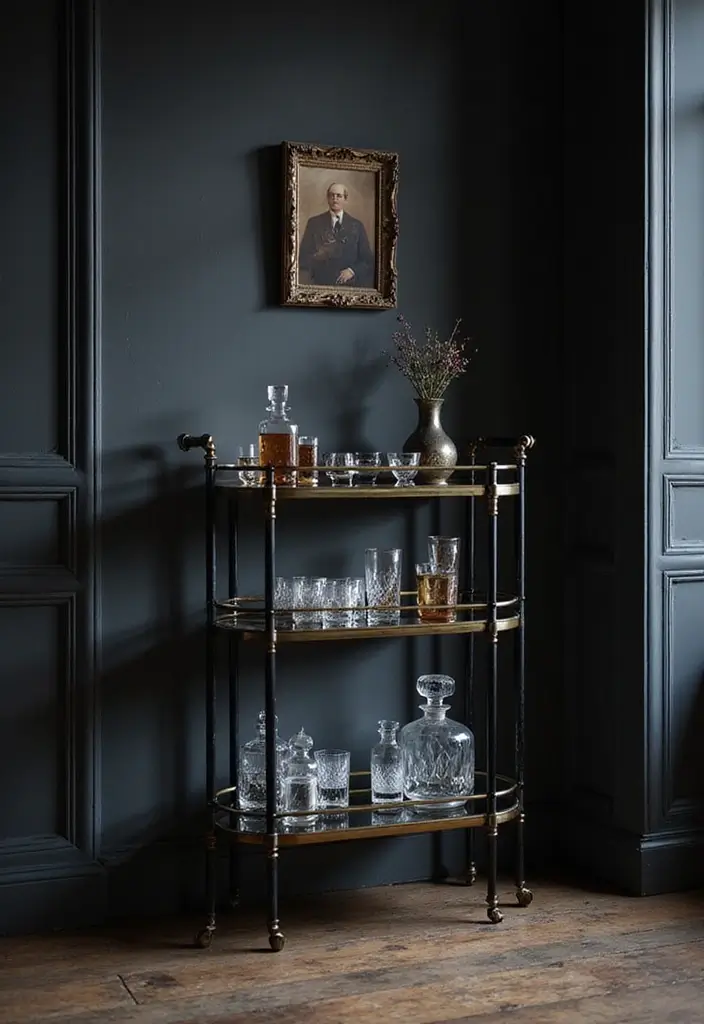 26 Gothic Kitchen Ideas for a Bold Statement 19. Elegant Bar Carts