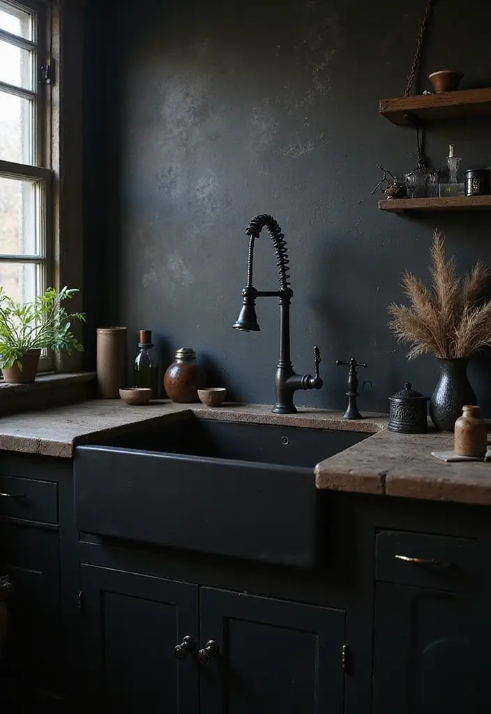 26 Gothic Kitchen Ideas for a Bold Statement 24. Unique Sink Designs