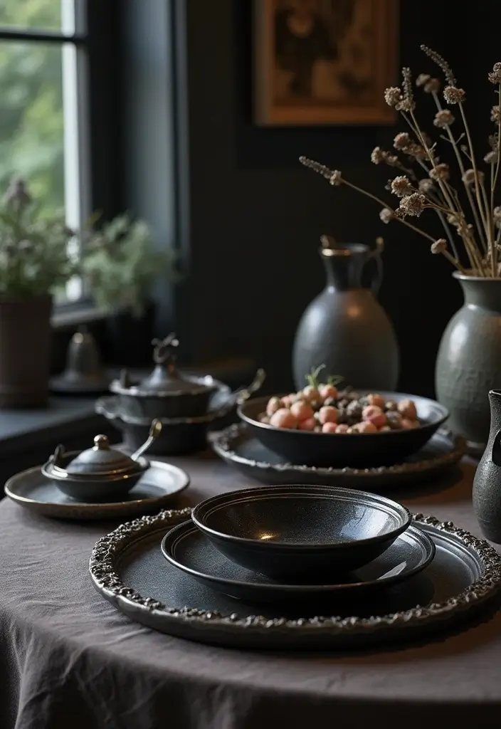 26 Gothic Kitchen Ideas for a Bold Statement 25. Creative Serving Pieces