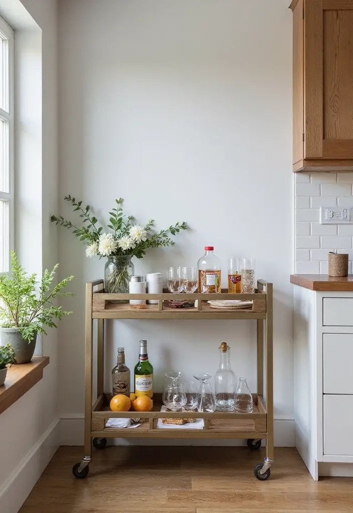 28 Kitchen Remodel Ideas to Upgrade Your Space 23. Stylish Bar Carts for Entertaining