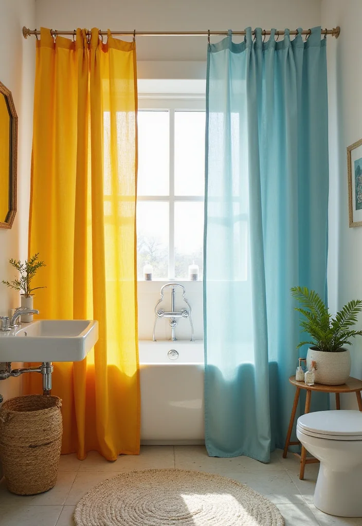 10 Bathroom Door Curtain Ideas for Soft Space Saving Privacy 5. Recycled Polyester Curtains