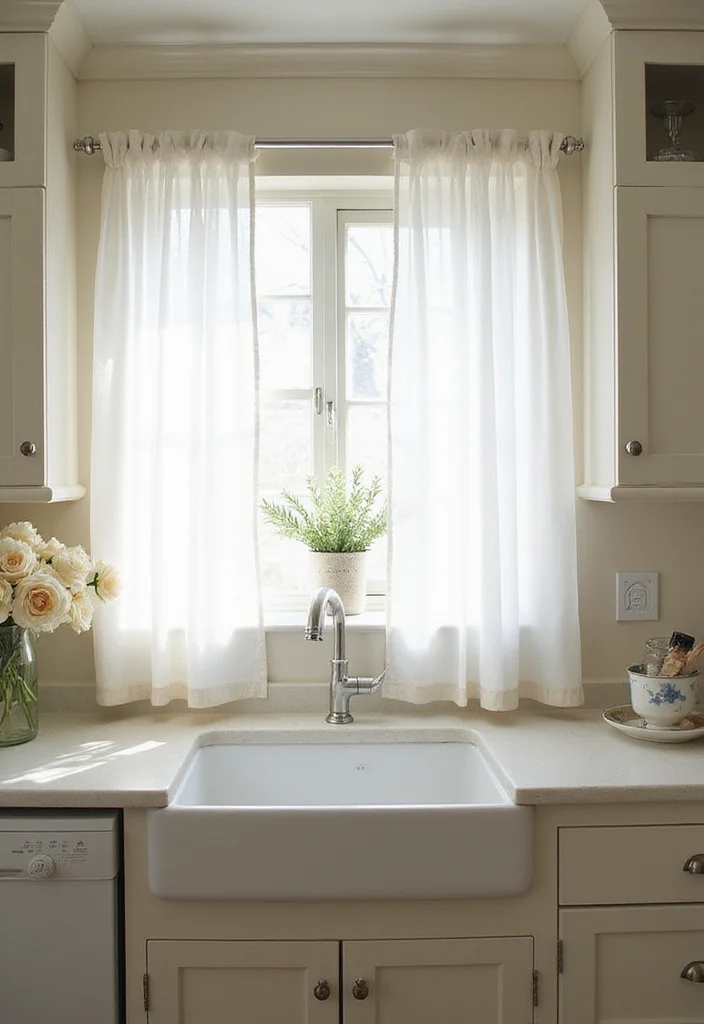 10 Kitchen Sink Curtain Ideas for Soft Practical Coverings - 6. Elegant Sheer Fabrics