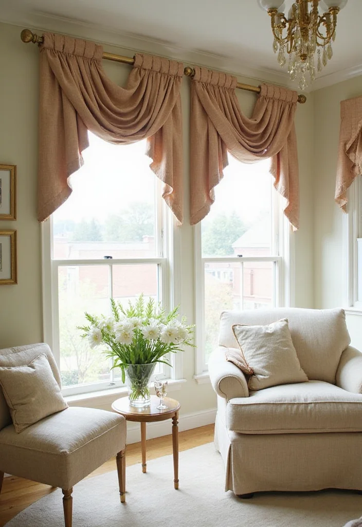 10 Living Room Valance Ideas for Soft Framed Window Style - 1. Elegant Pleated Valances