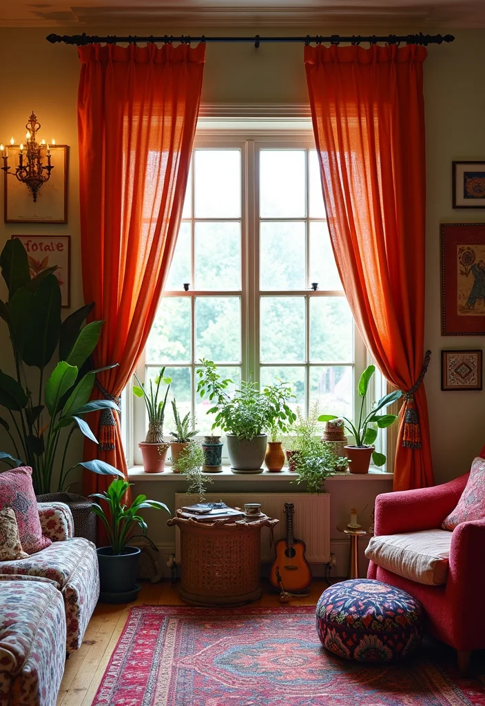 10 Living Room Valance Ideas for Soft Framed Window Style - 3. Bohemian Chic Valances