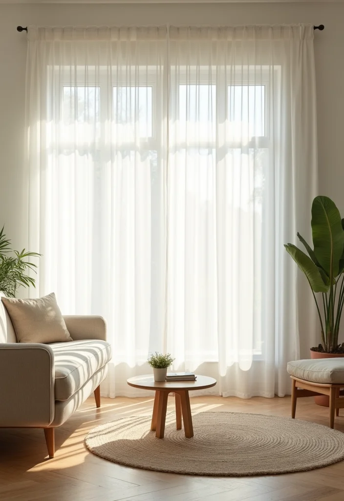 10 Living Room Valance Ideas for Soft Framed Window Style - 8. Sheer Layered Valances