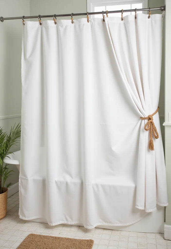 10 Shower Curtain Tie Back Ideas for Neat Functional Styling - 4. Simple Rope Ties
