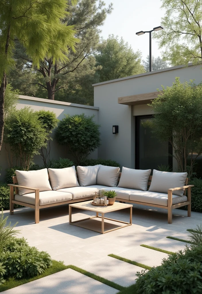 10 Small Simple Backyard Ideas for Clean Easy Low Maintenance Space 4. Minimalist Furniture