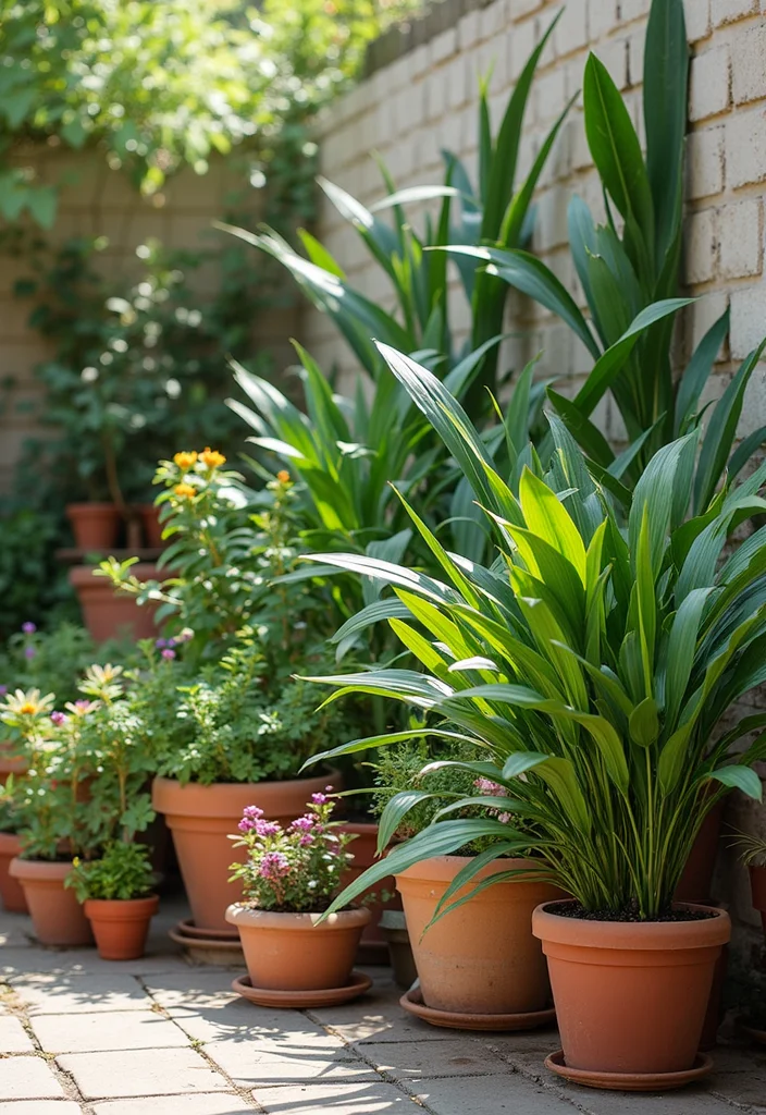 10 Small Simple Backyard Ideas for Clean Easy Low Maintenance Space 5. Potted Plants