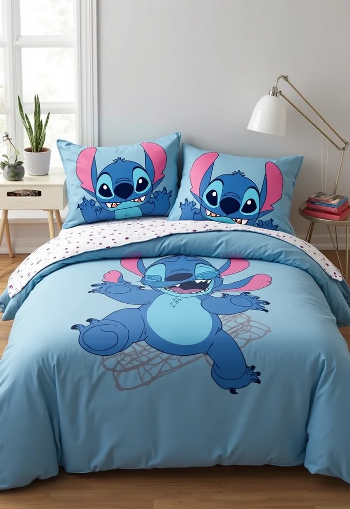 10 Stitch Bedroom Ideas for Cute Fun Character Inspired Style - 10. Stitch-Themed Bedding Accessories