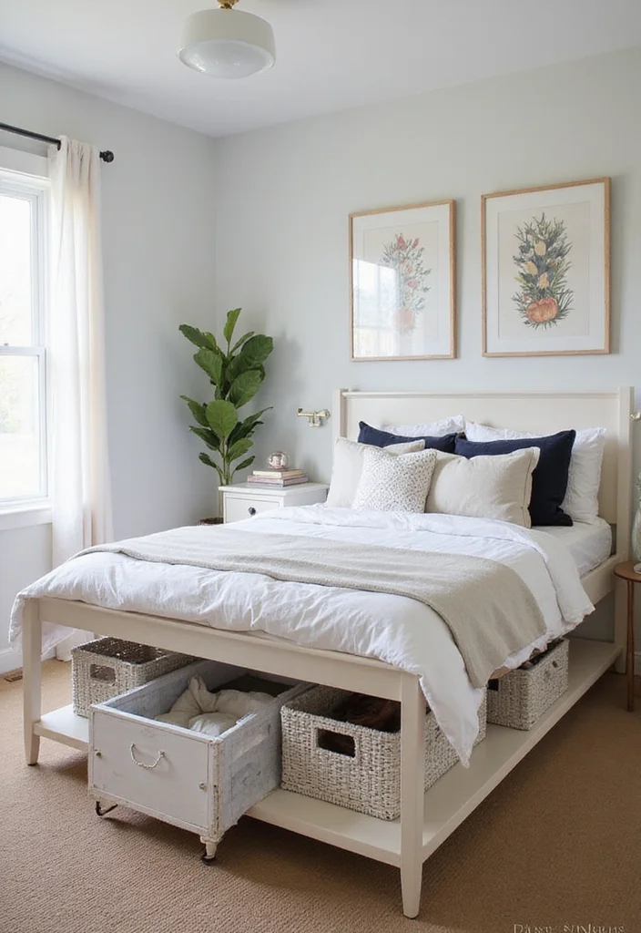 10 Tiny Guest Bedroom Ideas for Smart Cozy Space Use 5. Under Bed Storage Solutions