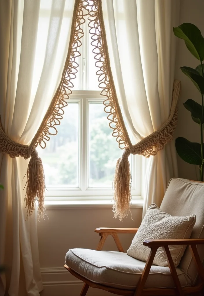 12 Affordable Curtain Ideas for Stylish Budget Friendly Updates 3. Macrame Curtain Tiebacks