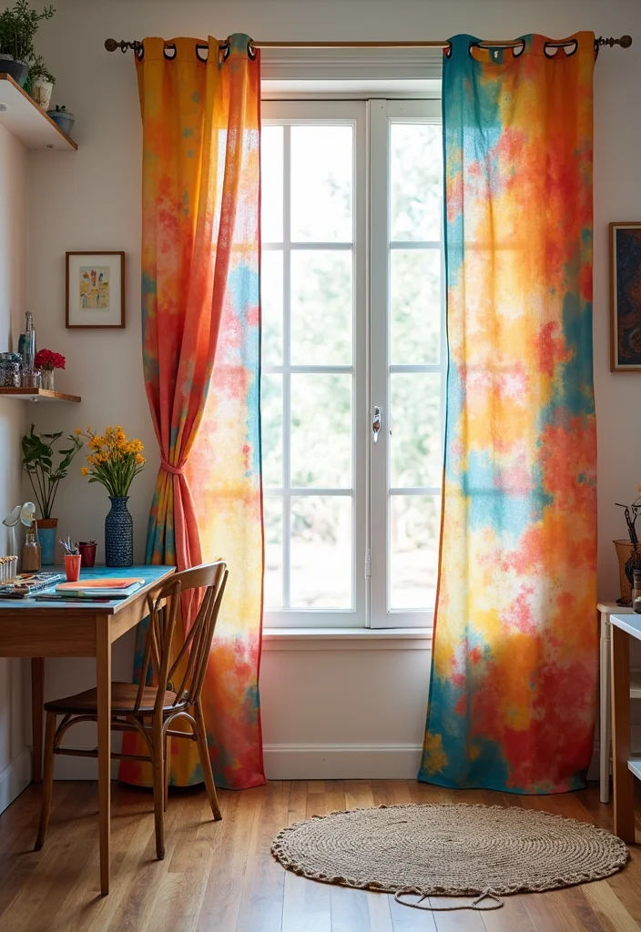 12 Affordable Curtain Ideas for Stylish Budget Friendly Updates 4. Painted Drop Cloth Curtains