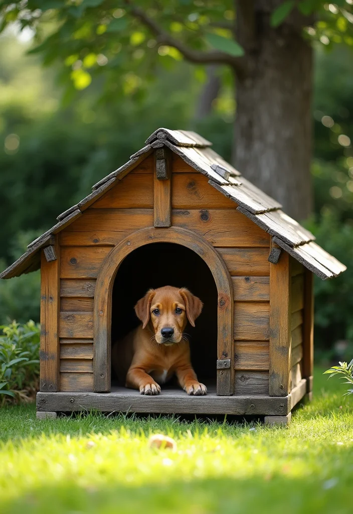 12 Backyard Dog House Ideas for Safe Cozy Pet Comfort 1. Rustic Wooden Retreat