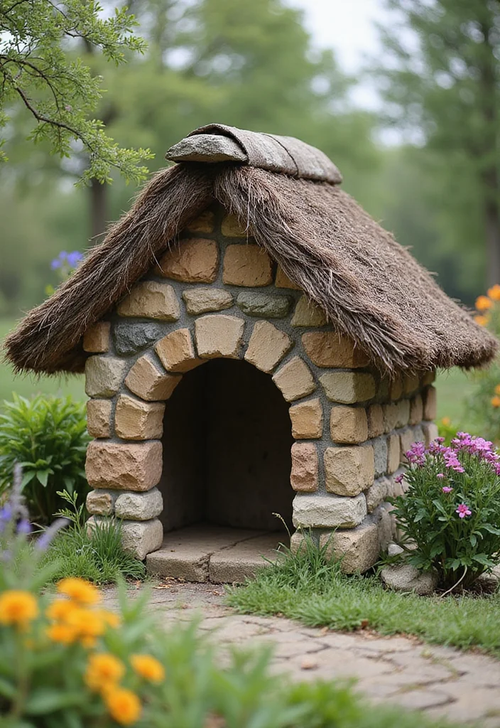 12 Backyard Dog House Ideas for Safe Cozy Pet Comfort 8. Natural Stone Cottage