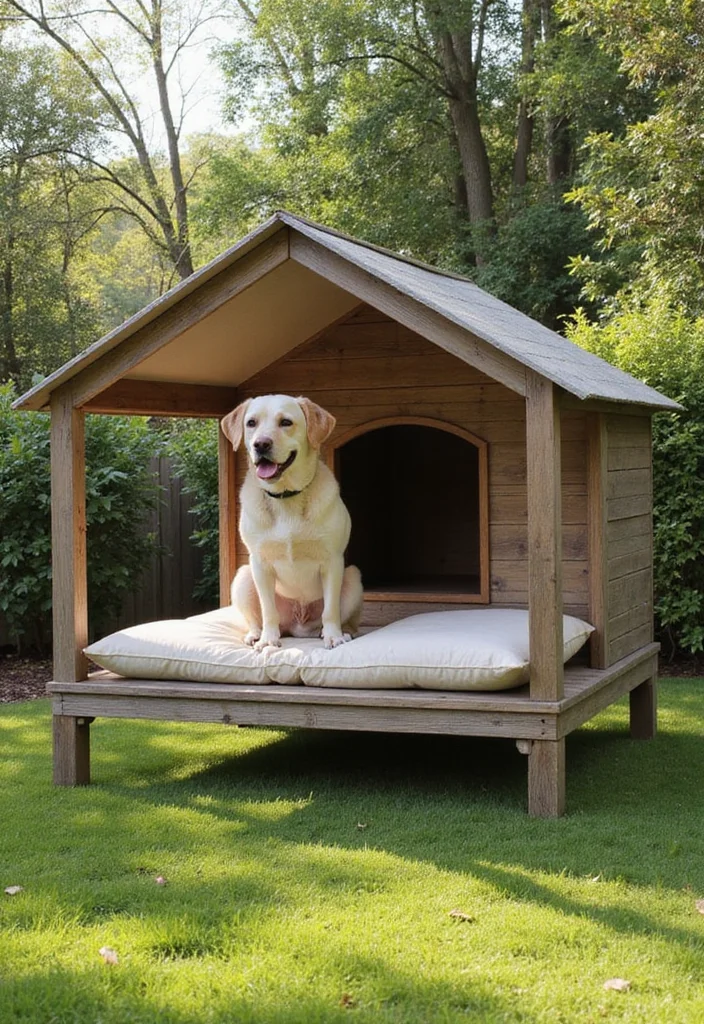 12 Backyard Dog House Ideas for Safe Cozy Pet Comfort 9. Stylish Canopy Dog House