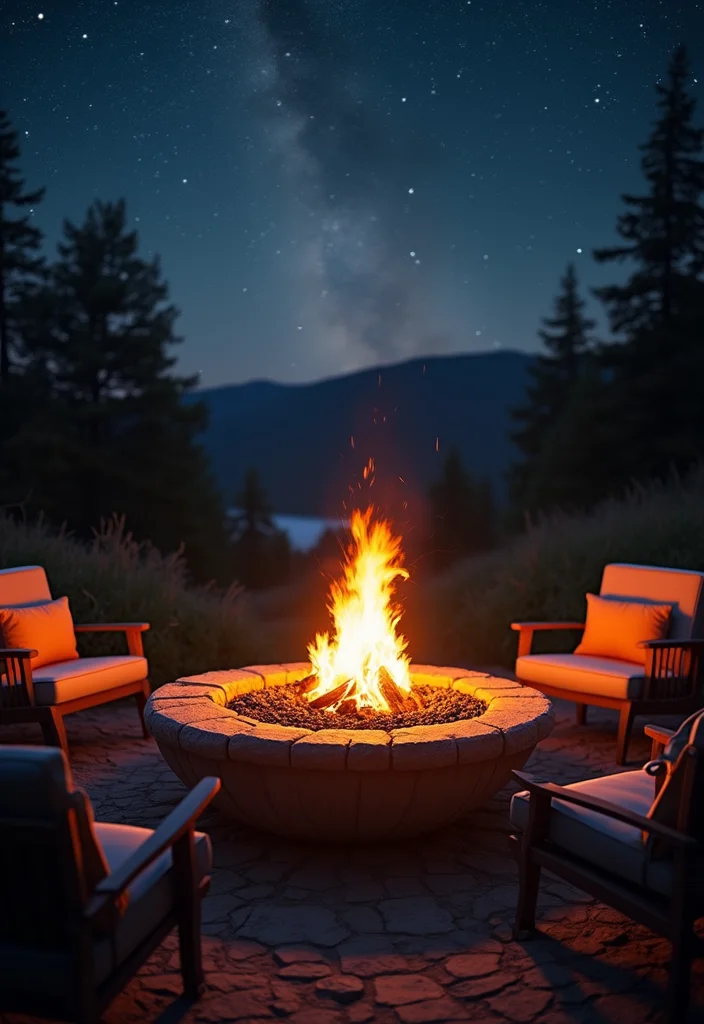 12 Backyard Patio Lights Ideas for Warm Inviting Ambience - 9. Glowing Fire Pits