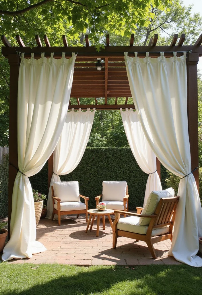 12 Backyard Privacy Screen Ideas for Comfortable Secluded Living 10. Outdoor Curtains