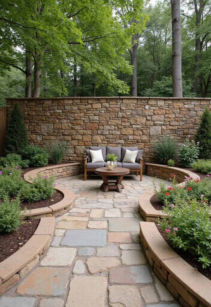 12 Backyard Privacy Screen Ideas for Comfortable Secluded Living 11. Rustic Stone Walls