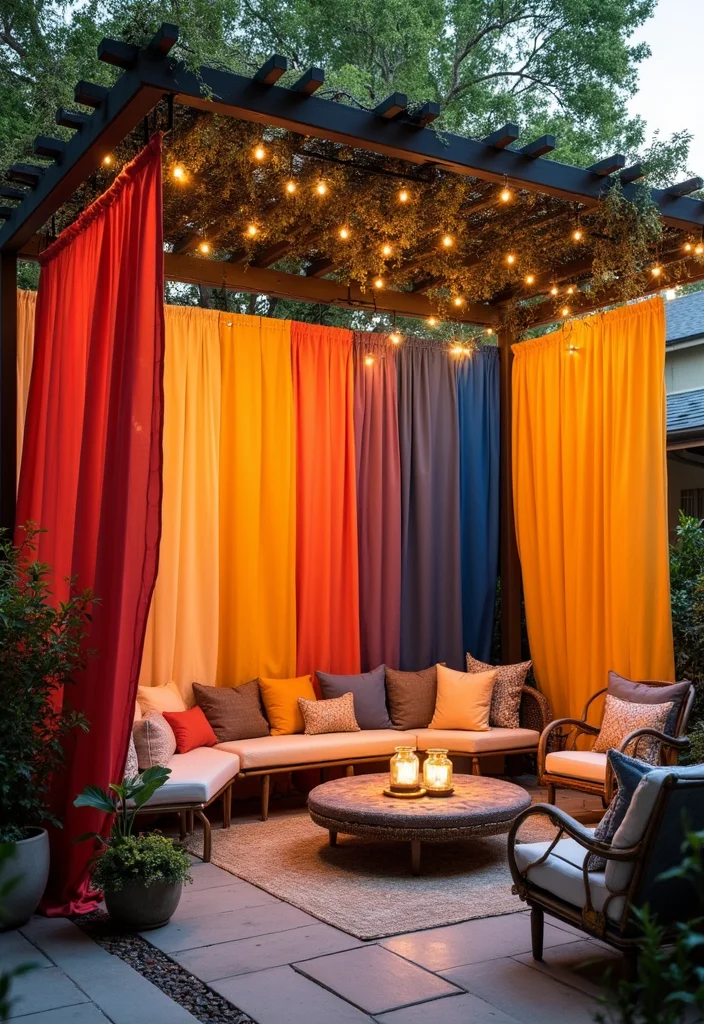 12 Backyard Privacy Screen Ideas for Comfortable Secluded Living 6. Fabric Privacy Screens