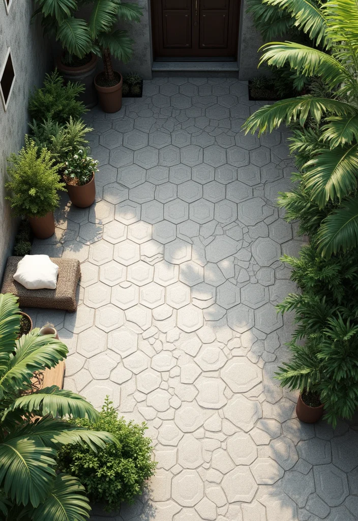 12 Backyard Tile Ideas for Clean Durable Stylish Surfaces 67 12 Backyard Tile Ideas for Clean Durable Stylish Surfaces 7. Hexagonal Tiles