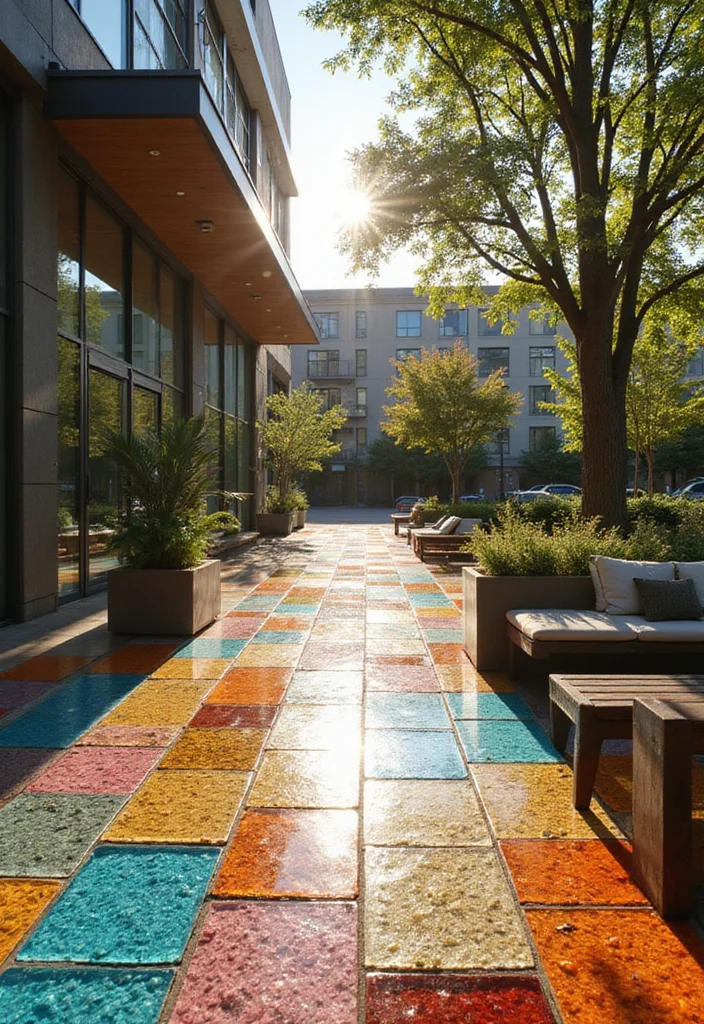 12 Backyard Tiles Ideas for Low Maintenance Modern Outdoor Style 1. Recycled Glass Tiles