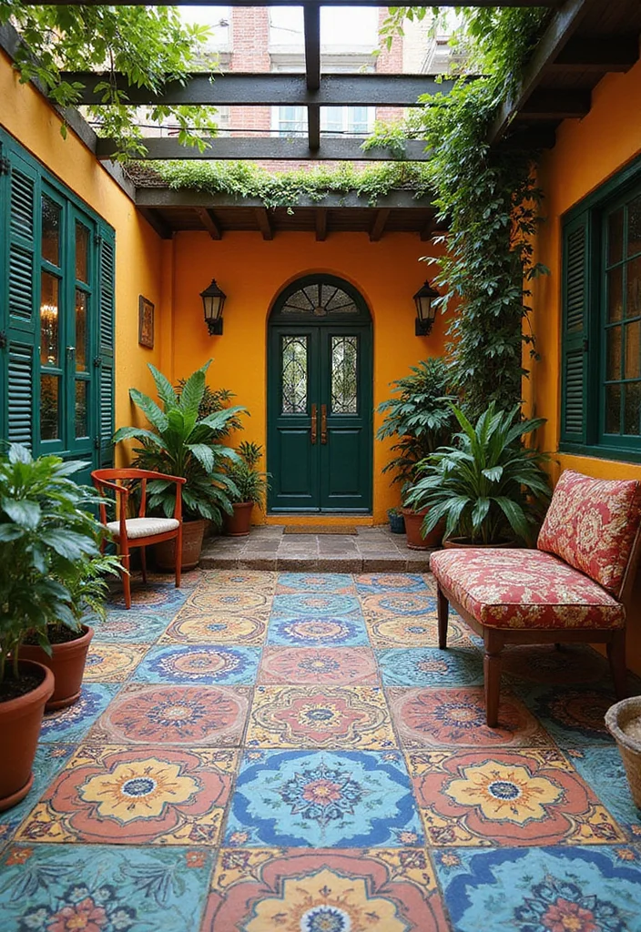 12 Backyard Tiles Ideas for Low Maintenance Modern Outdoor Style 10. Decorative Outdoor Tiles