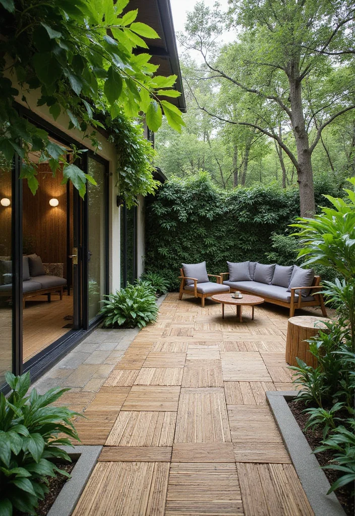 12 Backyard Tiles Ideas for Low Maintenance Modern Outdoor Style 6. Bamboo Tiles