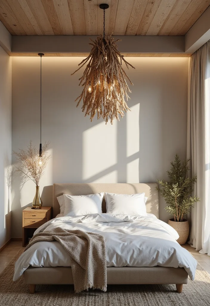 12 Bedroom Ceiling Lighting Ideas for Soft Bright Ambience 4. Nature Inspired Chandeliers