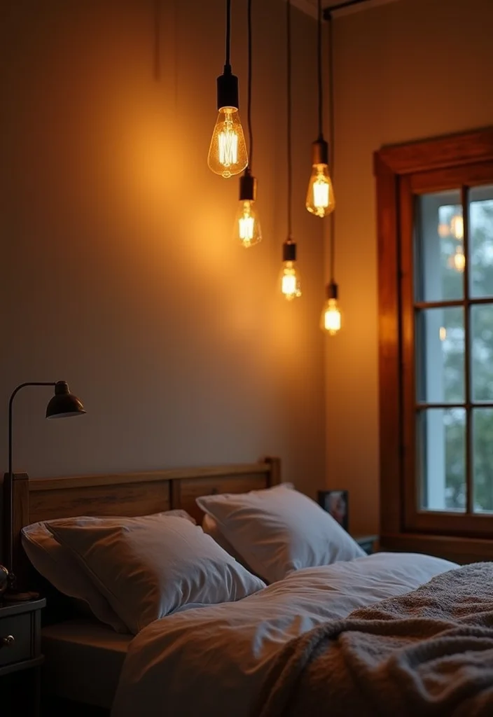 12 Bedroom Ceiling Lighting Ideas for Soft Bright Ambience 7. Vintage Edison Bulb Fixtures