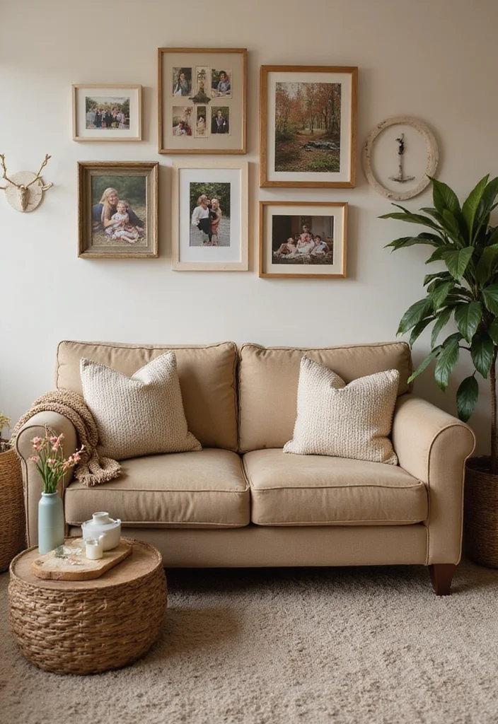 12 Beige Living Room Ideas for Soft Calm Neutral Comfort 12. Personal Touches and Memories