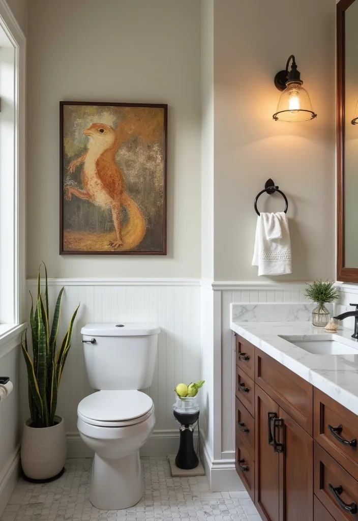 12 Contemporary Bathroom Decor Ideas for Sleek Calm Modern Living - 11. Artistic Touches