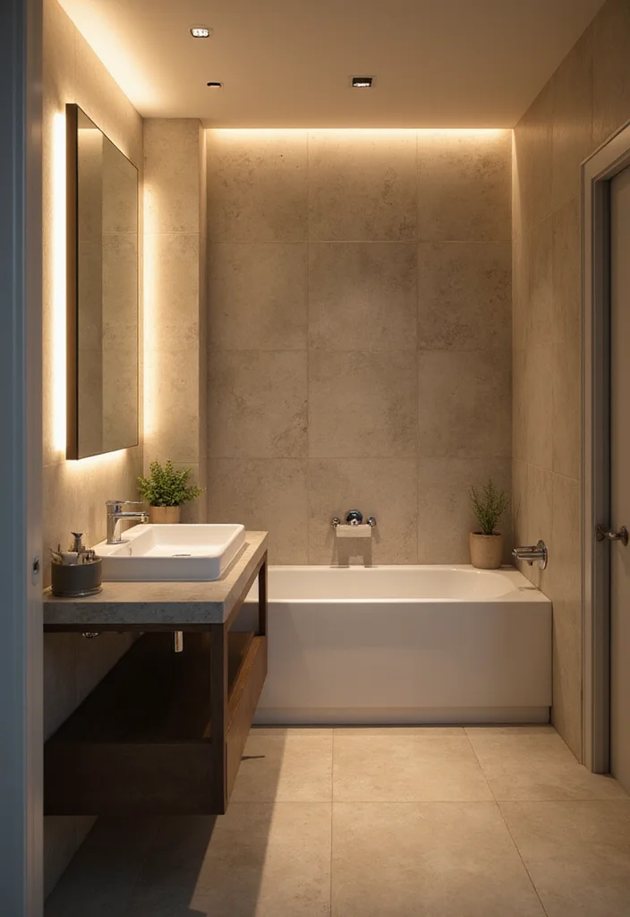 12 Contemporary Bathroom Decor Ideas for Sleek Calm Modern Living - 5. Eco-Friendly Lighting Options