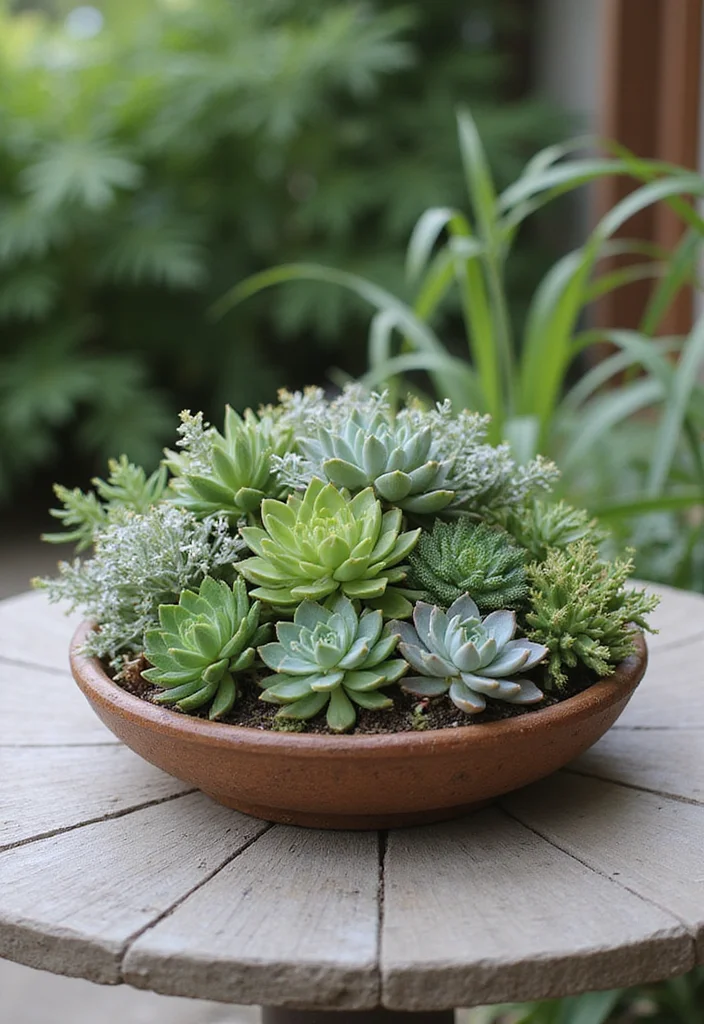 12 DIY Backyard Patio Ideas for Affordable Creative Upgrades 12. Succulent Table Centerpiece