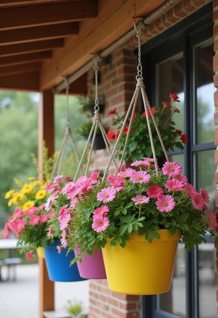 12 DIY Backyard Patio Ideas for Affordable Creative Upgrades 5. Hanging Planter Decor