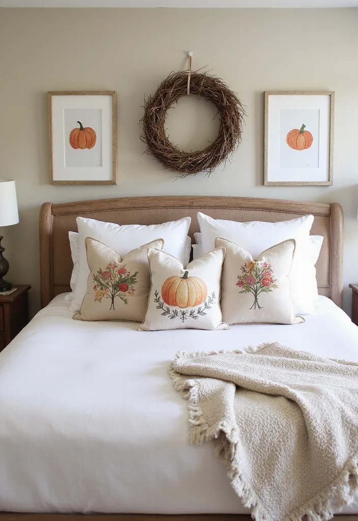 12 Fall Bedroom Ideas for Warm Cozy Seasonal Comfort 6. Seasonal Decor Touches