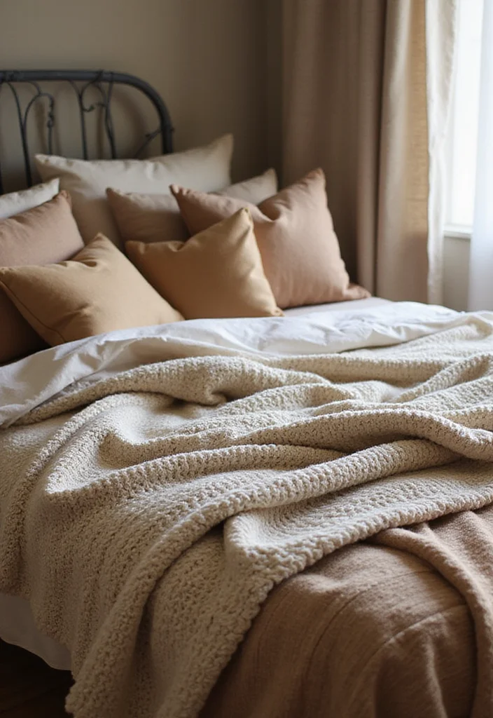 12 Forest Bedroom Ideas for Calm Natural Earthy Retreats - 4. Cozy Layered Textiles