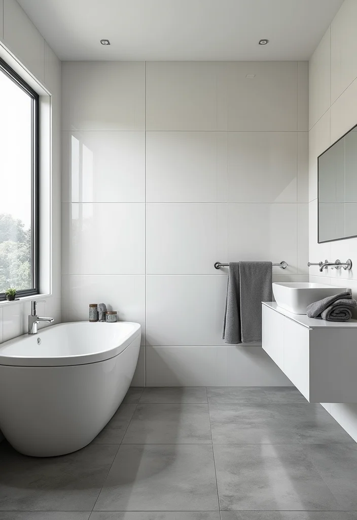 12 Grey and White Bathroom Ideas for Soft Clean Timeless Neutrals - 1. Monochrome Marvel