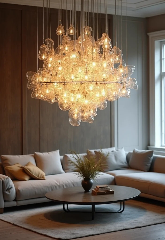 12 Living Room Ceiling Lights Ideas for Bright Modern Illumination - 2. Recycled Glass Chandeliers