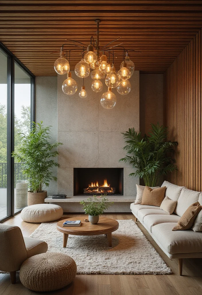 12 Living Room Ceiling Lights Ideas for Bright Modern Illumination - 3. Biophilic Ceiling Fixtures