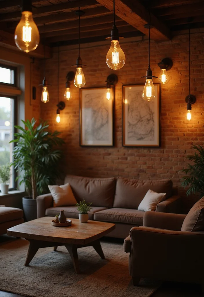 12 Living Room Ceiling Lights Ideas for Bright Modern Illumination - 7. Vintage-Inspired Edison Bulbs