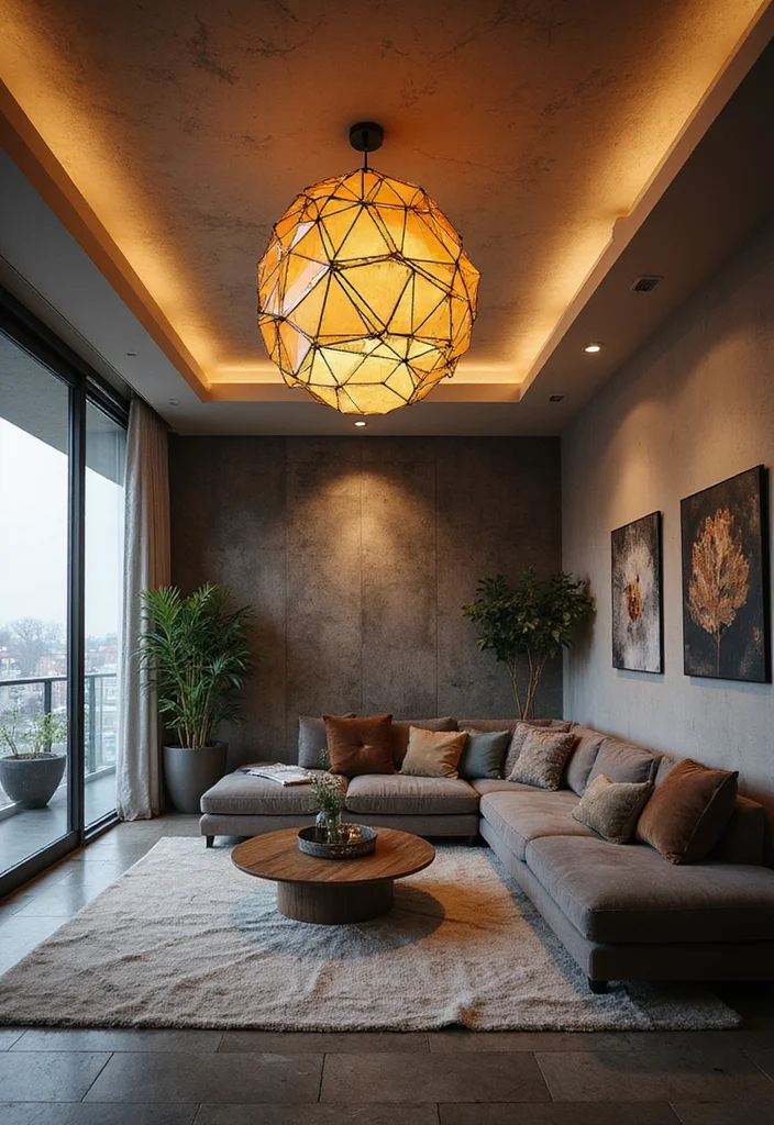 12 Living Room Ceiling Lights Ideas for Bright Modern Illumination - 8. Geometric Ceiling Lights