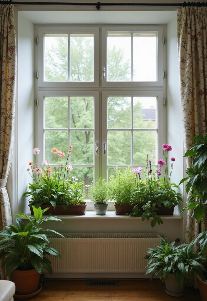 12 Living Room Window Ideas for Light Air and Architectural Impact 11. Window Boxes for a Touch of Nature