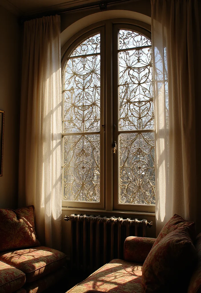12 Living Room Window Ideas for Light Air and Architectural Impact 7. Decorative Grilles for Architectural Interest