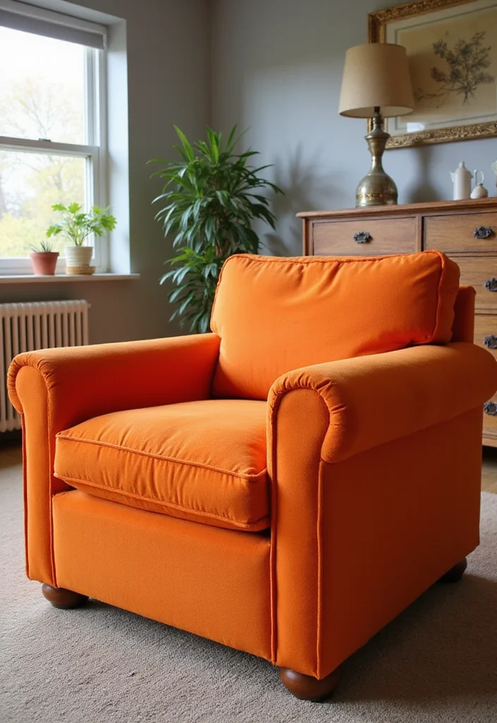 12 Orange Bedroom Ideas for Bright Energetic Warmth 9. Statement Orange Furniture