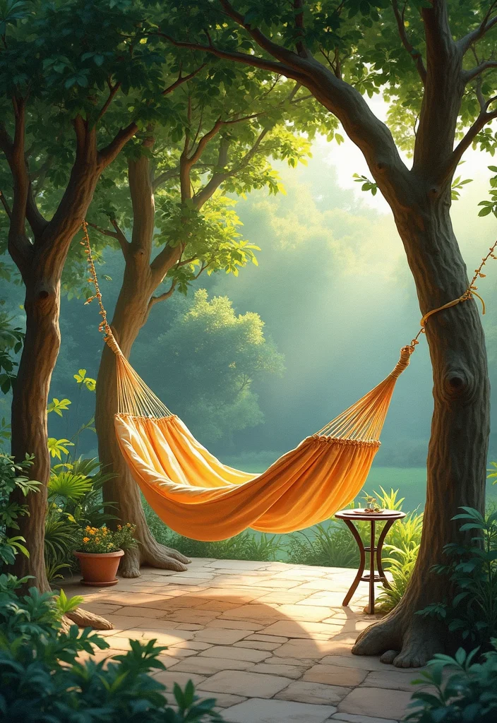 12 Outdoor Living Room Ideas for Comfortable Relaxed Open Air Spaces 10. Hammock Retreat