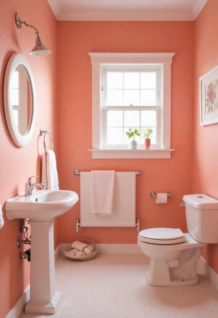 12 Small Bathroom Color Ideas for Light Fresh Spacious Appeal 10. Light Coral