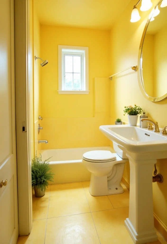 12 Small Bathroom Color Ideas for Light Fresh Spacious Appeal 7. Pale Yellow Cheer